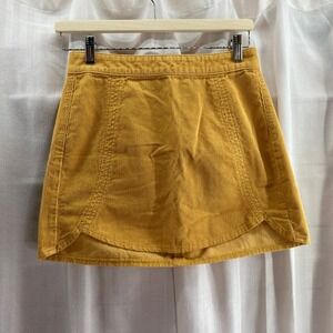 Pacsun Yellow Corduroy A-Line Mini Skirt Women's Size 25‎ Zip Fly (Measures 26")